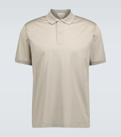 Bottega Veneta Cotton Short-sleeved Polo Shirt In Beige