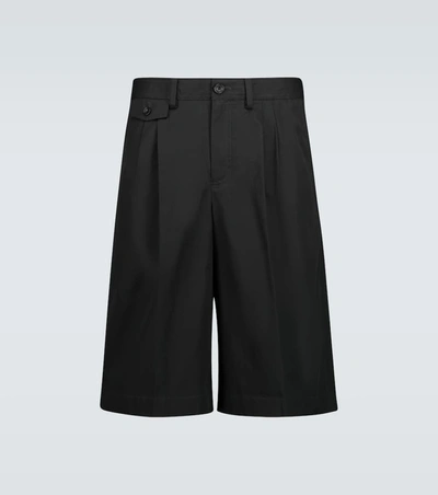 Burberry Icon Stripe Detailed Cotton Shorts In Black