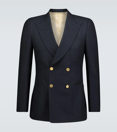 Gucci Textured Wool Jacket In Blue