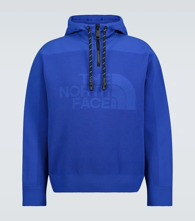 The North Face Engineered-knit Hooded Sweatshirt In Blue