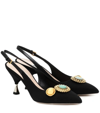 Miu Miu Embellished Pumps In Black