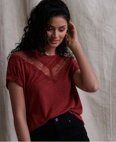 Superdry Chevron Lace T-shirt In Red