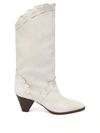 Isabel Marant Leesta Low Heels Ankle Boots In White Suede