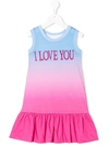 Alberta Ferretti Teen Sleeveless Multicolor Dress In Turchese/fucsia