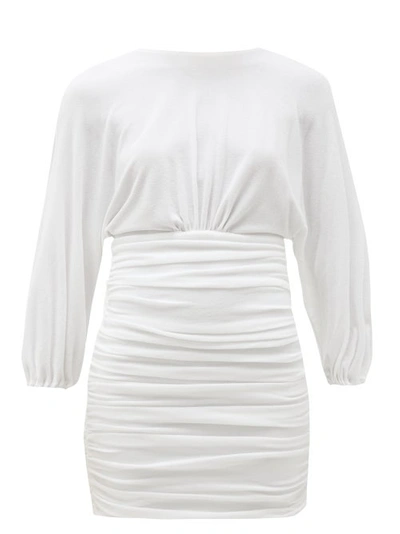 Alexandre Vauthier Draped Terry Cloth Dress In White