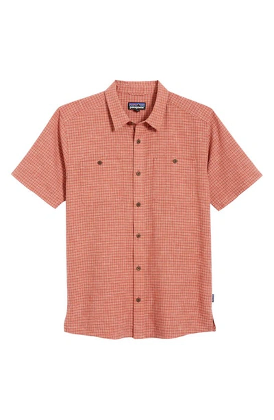 Patagonia 'back Step' Regular Fit Check Short Sleeve Sport Shirt In Trails/ Spanish Red