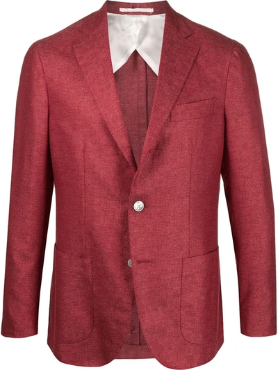 Barba Single-breasted Coated Blazer In Red