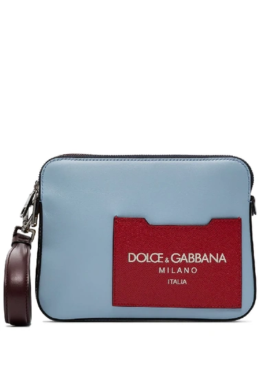Dolce & Gabbana Colour-blocked Leather Clutch In Red