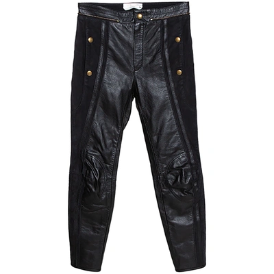 Pre-owned Chloé Chlo&eacute; Black Leather & Nubuck Paneled Cropped Biker Pants S