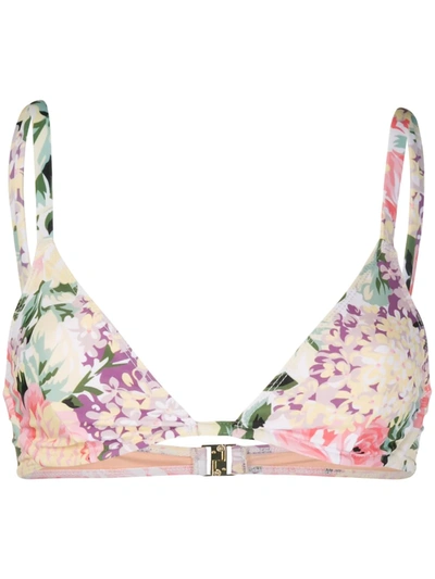 Faithfull The Brand Lavande Floral-print Triangle Bikini Top In Neutrals