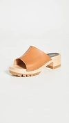 Swedish Hasbeens Ann Platform Slide Sandal In Nature Leather