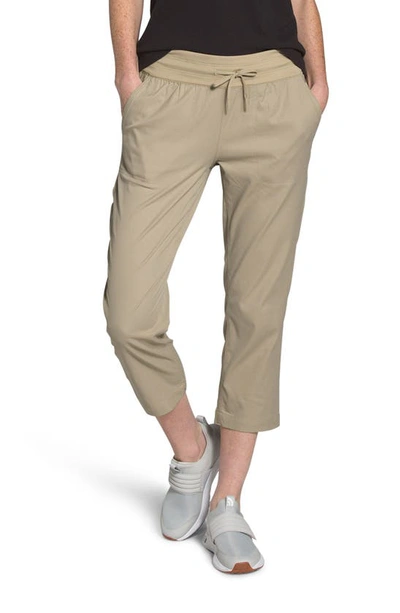 The North Face Aphrodite Motion Water Repellent Capri Pants In Twill Beige