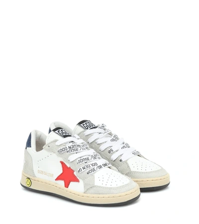 Golden Goose Ball Star Leather Low-top Sneakers, Toddler/kids In Bianco-rosso