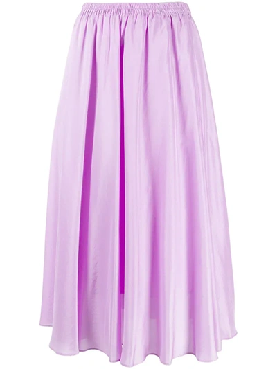 Vince Gathered Silk Pull-on Midi Skirt In Lilac ModeSens