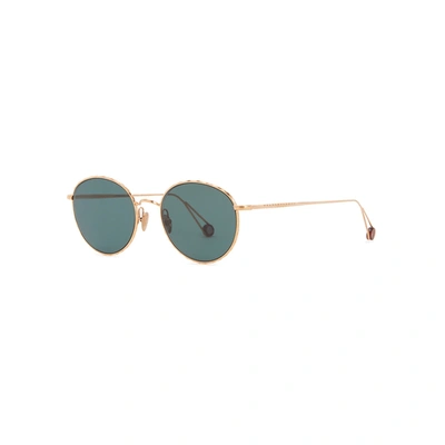 Ahlem L'alma 22kt Rose Gold-plated Round-frame Sunglasses In Blue