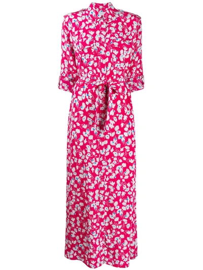 Equipment Major Floral-print Silk Shirt Dress In Pink