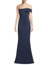 Black Halo Off-the-shoulder Gown In Pacific Blue