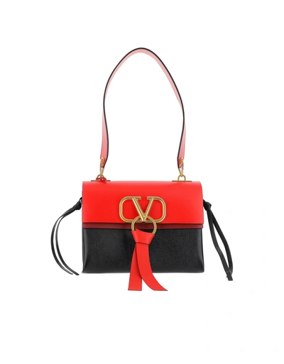 Valentino Garavani Black And Red Vring Shoulder Bag