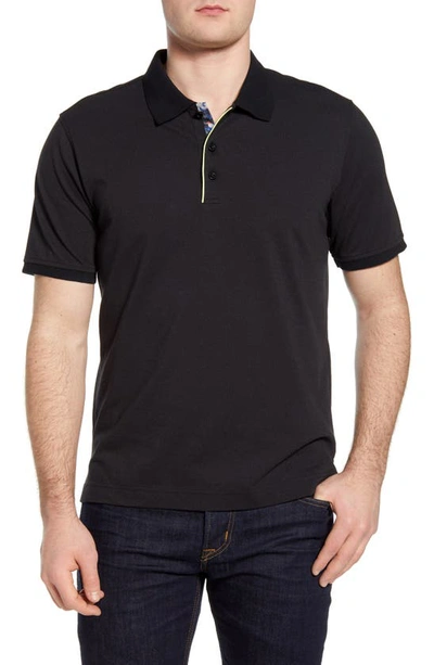 Robert Graham Champion Solid Classic Fit Short Sleeve Polo Shirt In Black