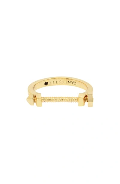 Allsaints Gold-tone Bolt Textured Ring