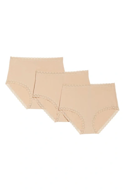 Natori Bliss Comfort High-rise Briefs, Set Of 3 In Caf