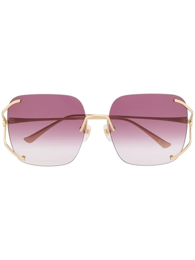 Gucci 60mm Gradient Rimless Square Sunglasses In Gold/ Violet