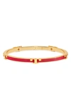 Tory Burch Kira Enamel Stackable Bracelet In Tory Gold / Poppy Red