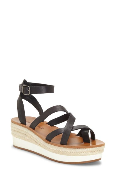 Lucky Brand Women's Jakina Espadrille Wedge Sandals Women's Shoes In Black Leather