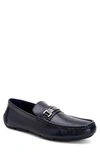 Calvin Klein Men's Kaufman Crust Leather Bit Loafers Men's Shoes In Dark Navy