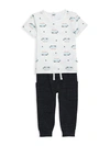 Petit Lem Baby Boy's 2-piece Van T-shirt & Sweatpants Set In Off White