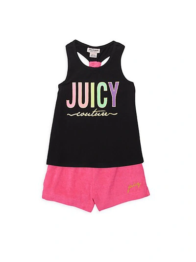 Juicy Couture Kids' Little Girl's Two-piece Tank Top & Shorts Set In Black Multi