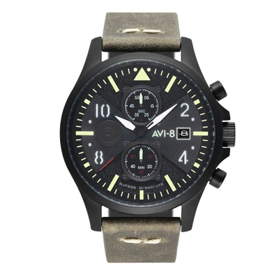 Avi-8 Men's Hawker Hurricane Chronograph Bulman Edition Green Genuine Leather Strap Watch 45mm