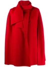 Valentino Scarf Detail Wool & Cashmere Cape In Rosso