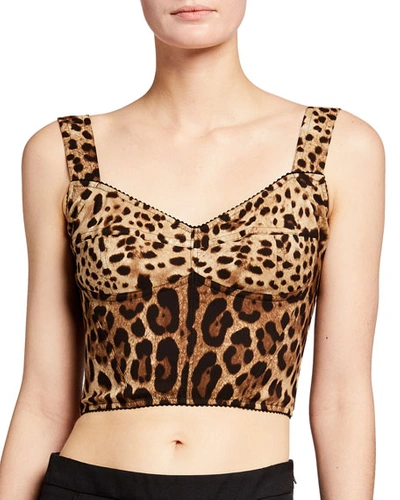 Dolce & Gabbana Charmeuse Leopard Corset Top