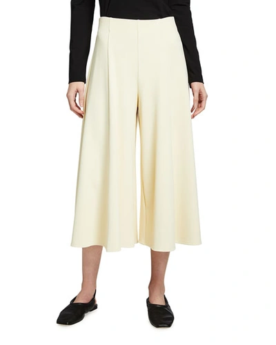 The Row Mildro High-rise Cropped Wide-leg Pants In Cream
