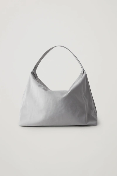 Cos Leather Bag With Large Strap In Grey ModeSens