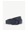 Valentino Garavani Lacqured Vring Leather Belt In Navy
