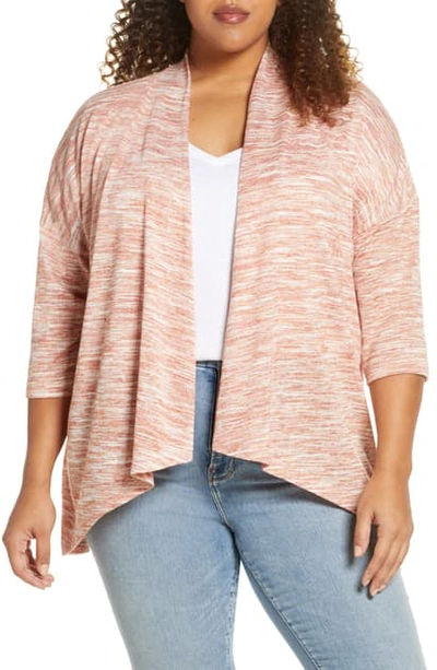 B Collection By Bobeau Curvy Luann Space-dyed Open-front Cardigan In Redwood Spacedye