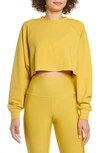 Alo Yoga Double Take Cropped Sweatshirt In Sulphur