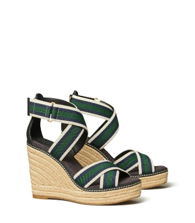 Tory Burch Frieda Espadrille Sandal In Ivory/navy/banyan Green/perfect Navy