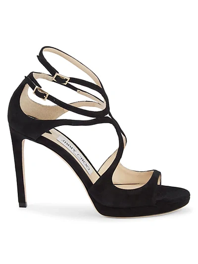 Jimmy Choo Lance Strappy Suede Stiletto Pumps In Black