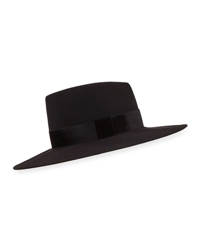 Eugenia Kim Harlowe Wool Panama Hat W/ Velvet Ribbon In Black
