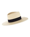 Maison Michel Charles Timeless Fedora Hat In Beige/navy