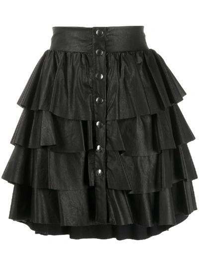 So Allure Faux-leather Tiered Skirt In Black