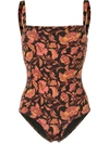 Matteau Square Maillot One-piece Swimsuit In Pink Hibiscus