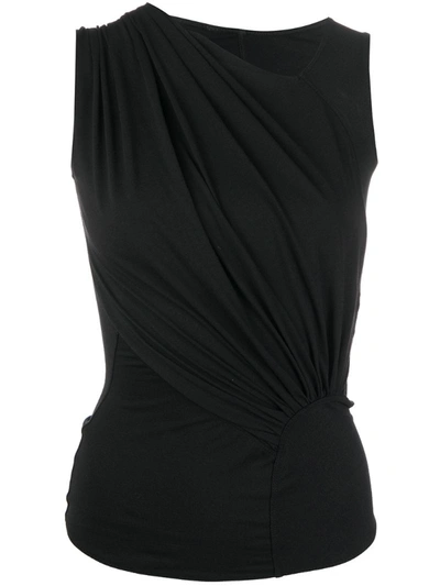 Rick Owens Open Back Asymmetric Gathered Top In Black