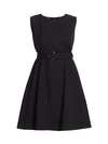 Lafayette 148 Leslie Belted A-line Dress In Black