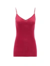 Hanro Women's Cotton Seamless V-neck Spaghetti Camisole In Barberry