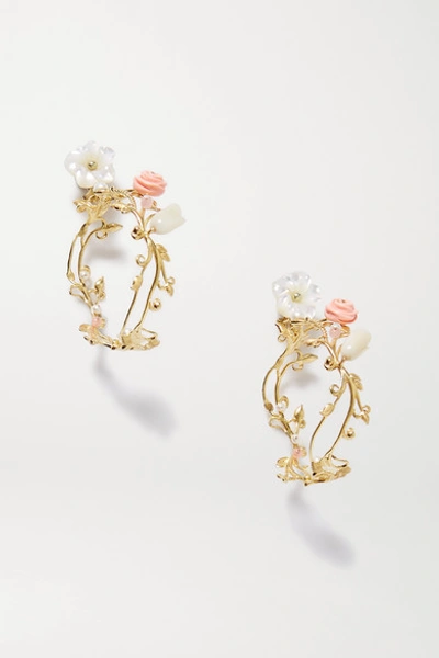 Of Rare Origin Flower Whirl Gold Vermeil Multi-stone Earrings
