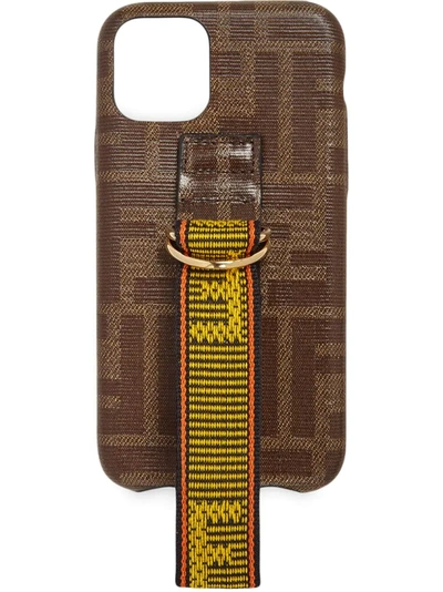 Fendi Canvas-trimmed Printed Textured-silicone Iphone 11 Pro Case In Brown